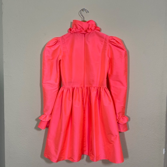 Batsheva Mini Prairie Dress in Neon Sunset Coral Pink - Picture 7 of 12